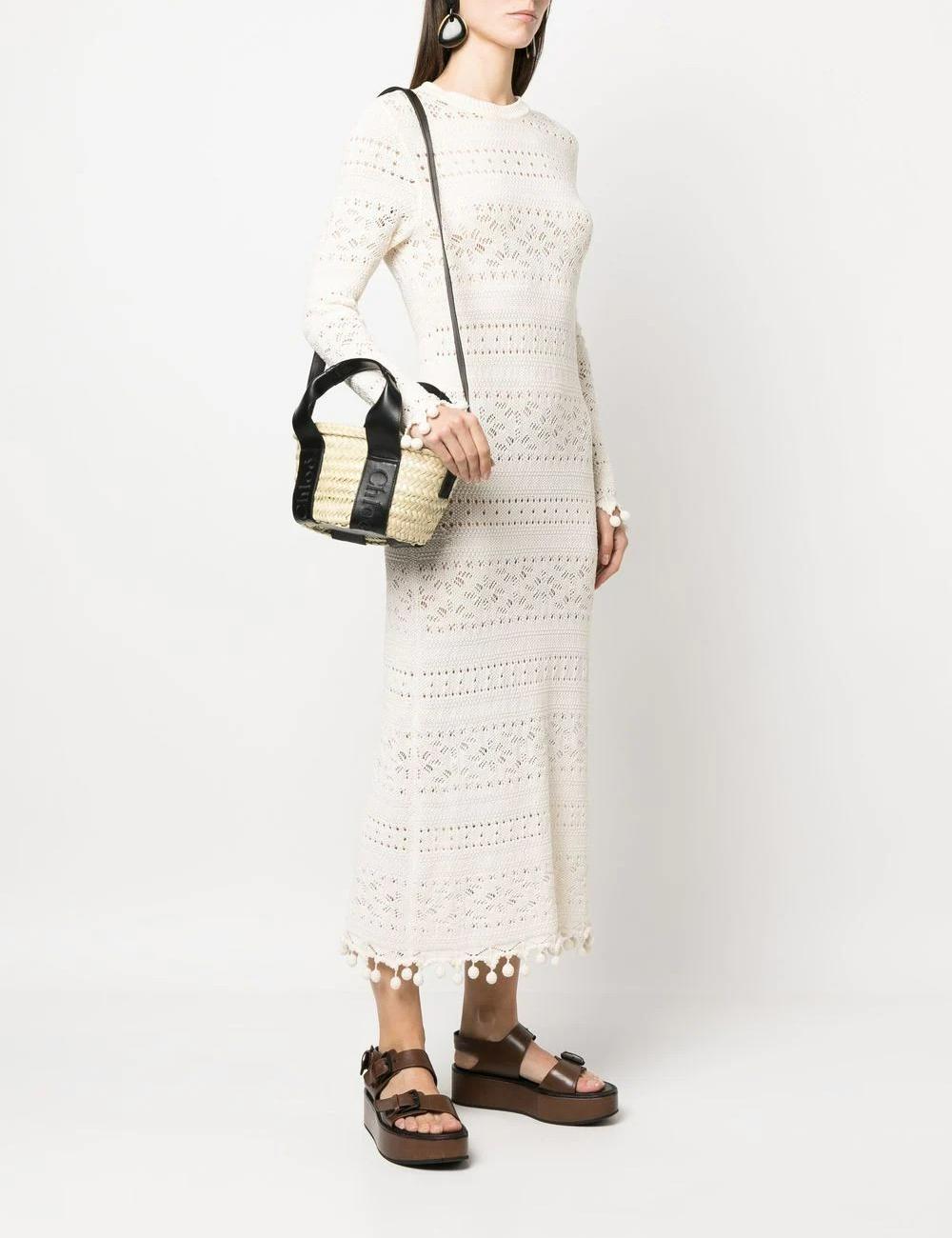 Chloé logo-print raffia tote bag