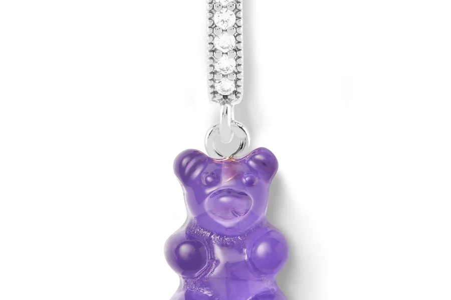 Nostalgia bear - Plum - Silver plated Pave Connector