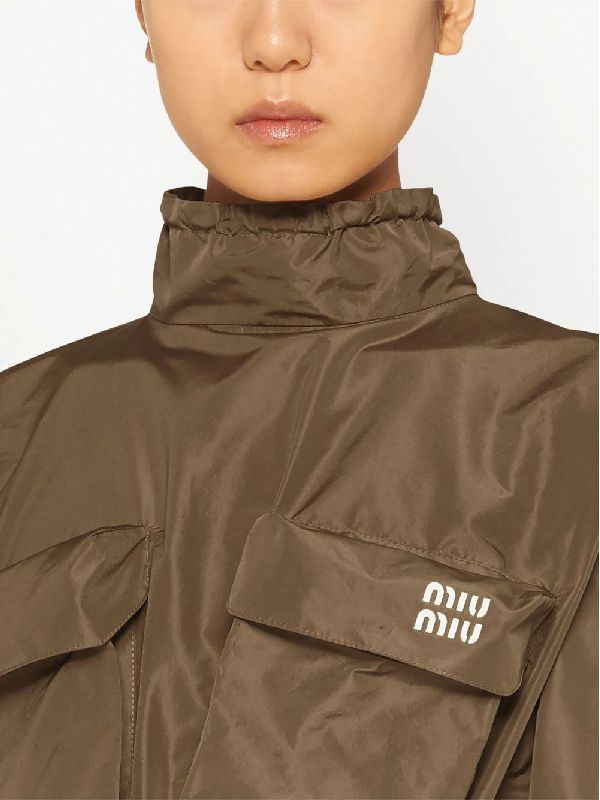 MIU MIU LOGO-PRINT CARGO-POCKET TOP