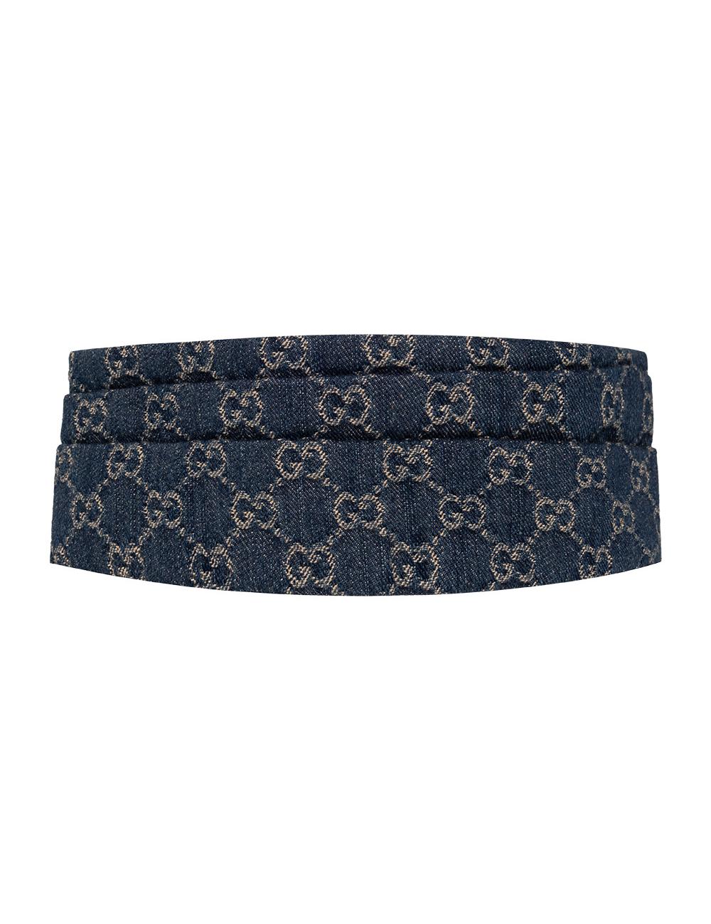 GUCCI NAVY BLUE HEADBAND WITH LOGO