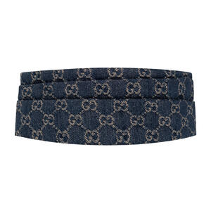 GUCCI NAVY BLUE HEADBAND WITH LOGO