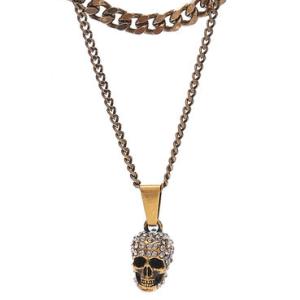 Pave double chain necklace