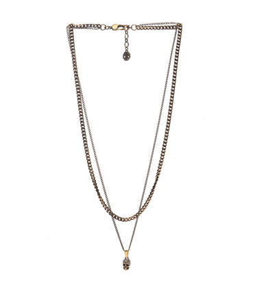 Pave double chain necklace