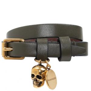 ALEXANDER MCQUEEN GREEN LEATHER BRACELET