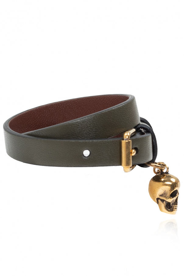 ALEXANDER MCQUEEN GREEN LEATHER BRACELET