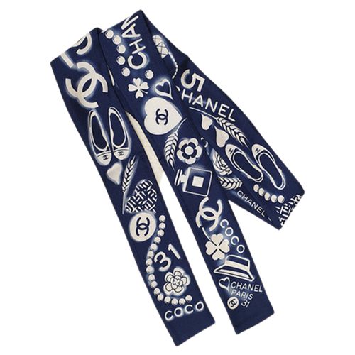 Chanel Slim Bandeau Silk Twill & Blue Marine Ivory