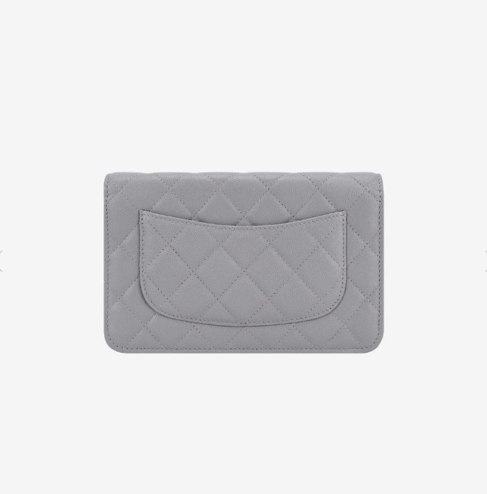 Chanel Classic Wallet On Chain Grained Calfskin & Gold Gray