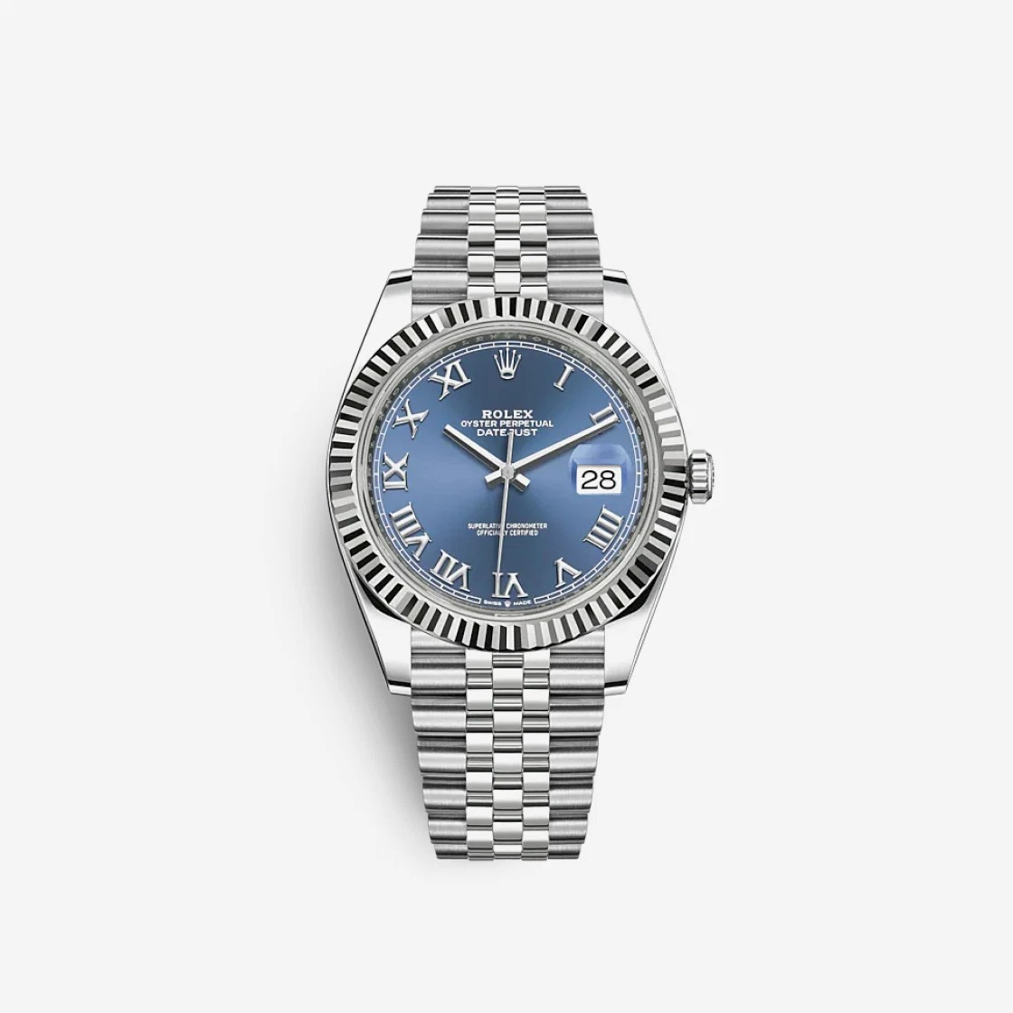 Rolex Datejust 41 Azzuro Blue Roman 126334 (Fluted/Jubilee)