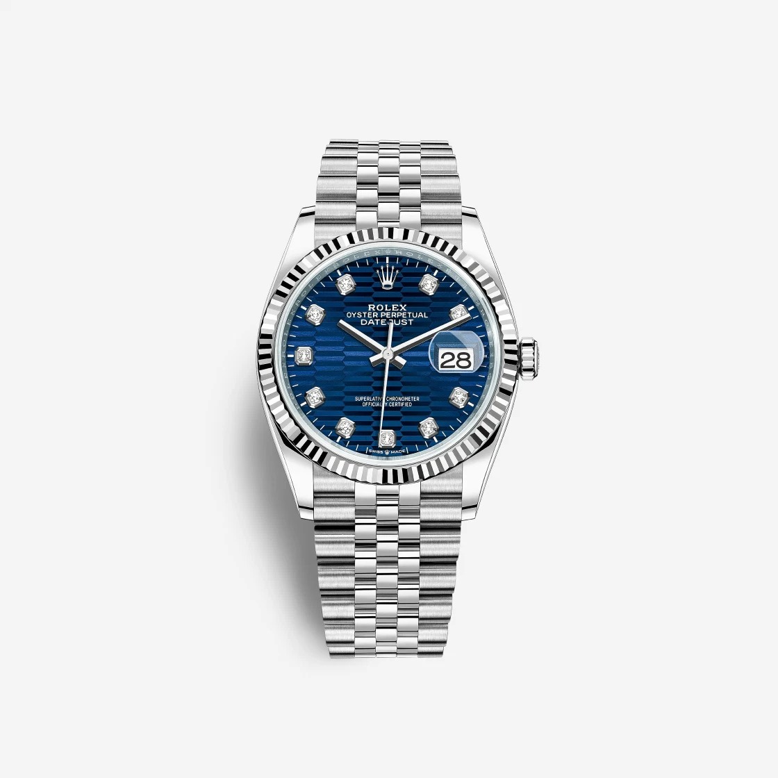 Rolex Datejust 36 Fluted Motif Bright Blue Diamond-Set 126234 (Fluted/Jubilee)