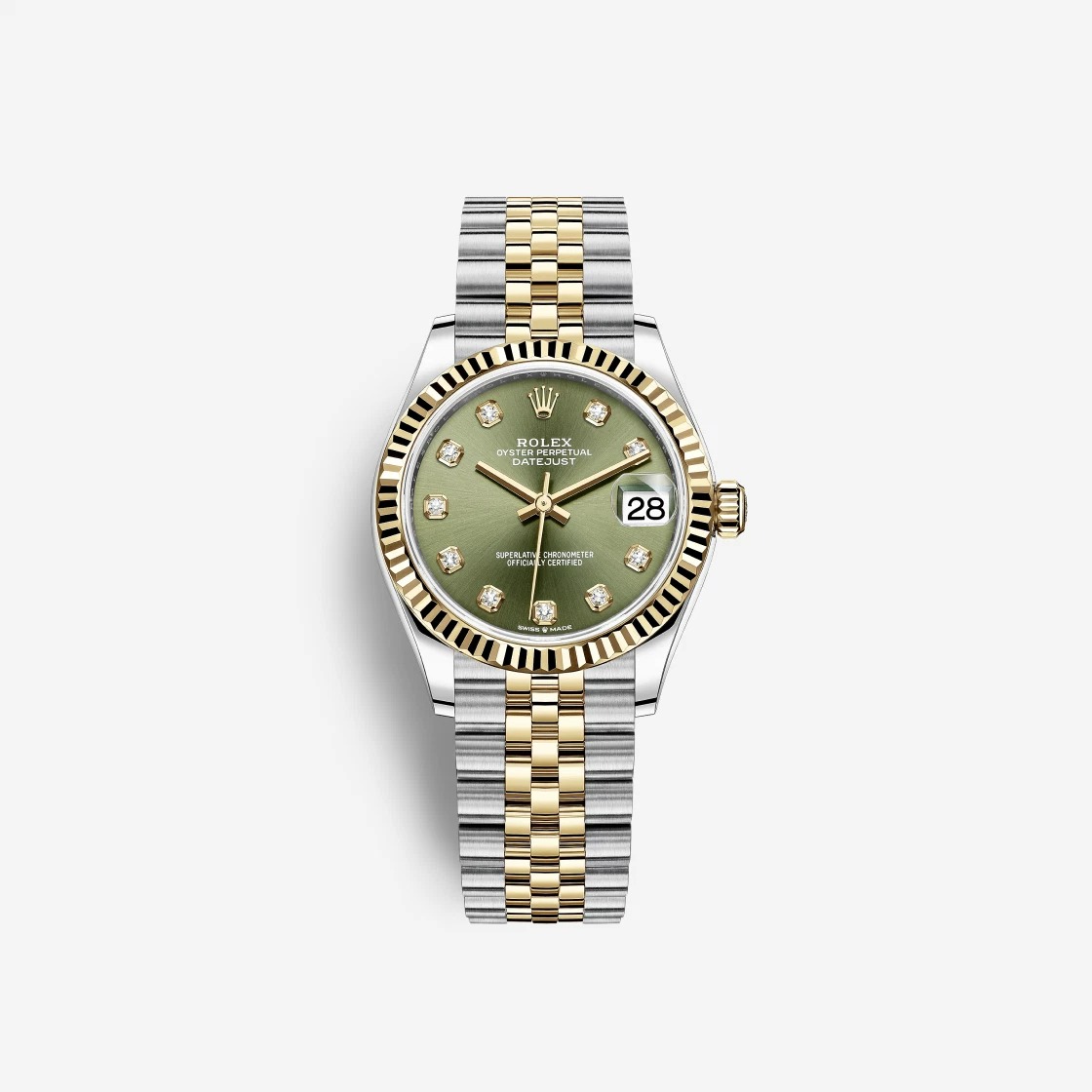 Rolex Datejust 31 Olive Green Diamond-Set 278273 (Fluted/Jubilee)
