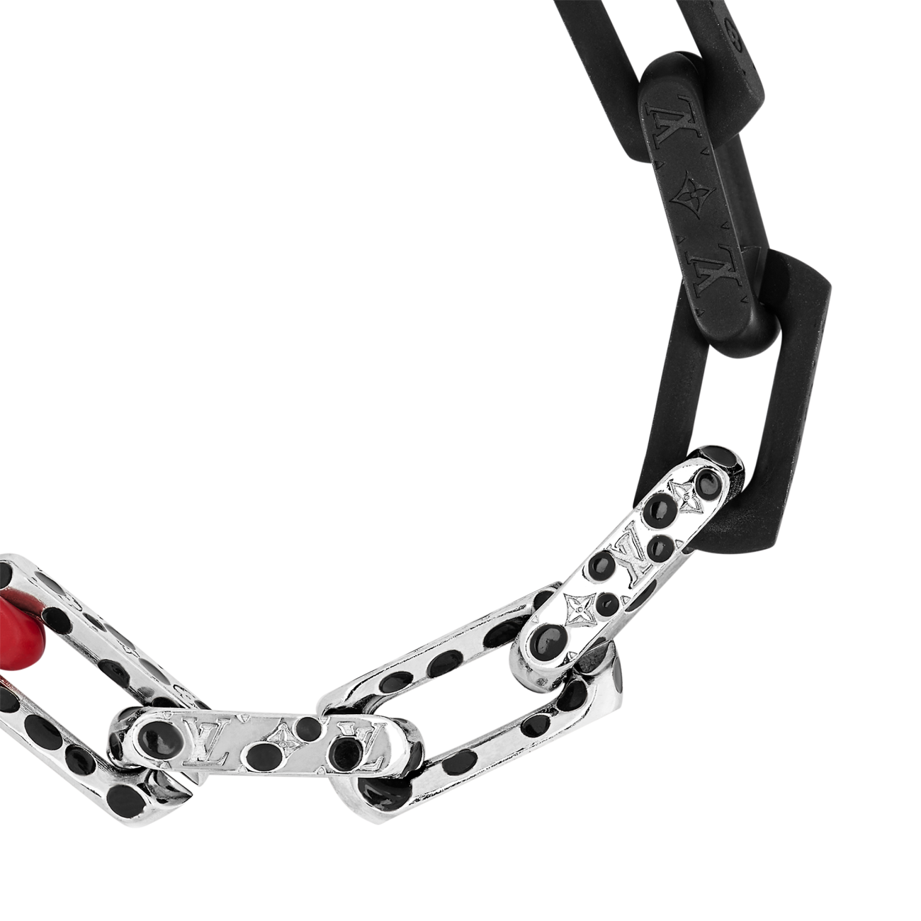 Louis Vuitton x YK Monogram Chain Bracelet Black Red