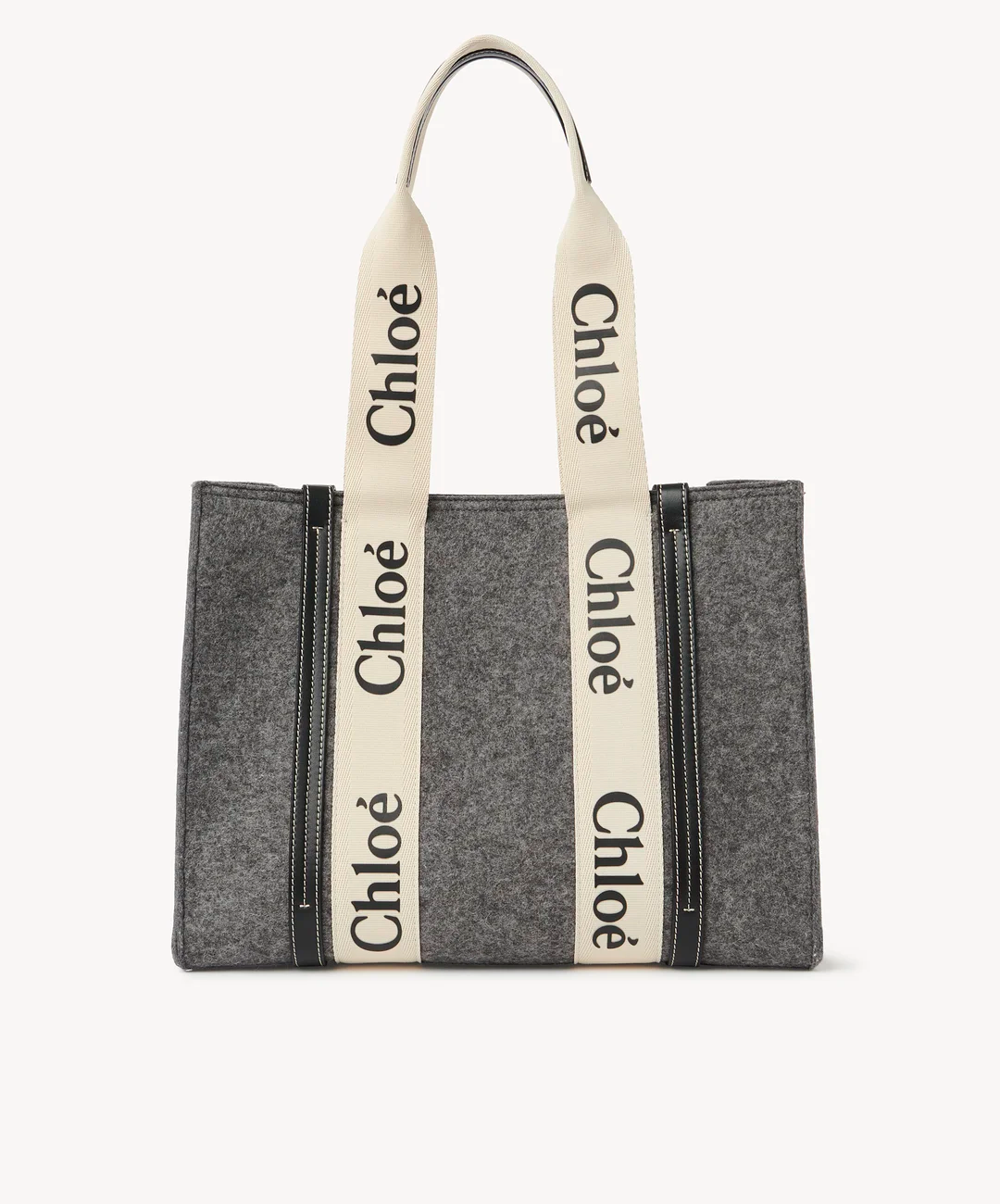 Chloe Woody Medium Tote Bag Cashmere Gray