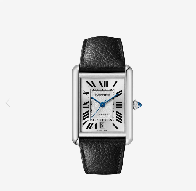 Cartier Tank Must Watch Extra Large Automatic Steel Calfskin Black