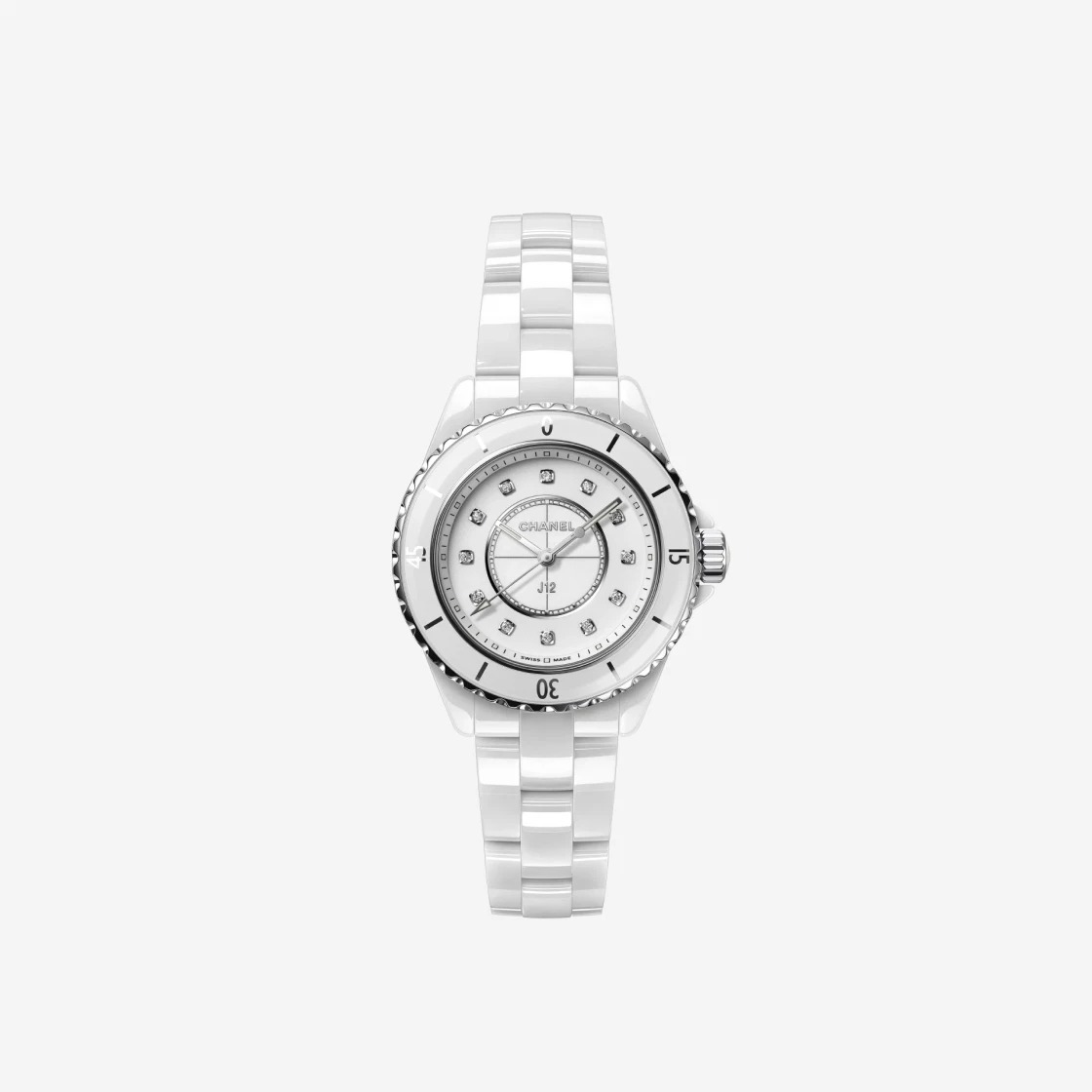 Chanel J12 Watch 33mm Quartz White Diamond Indicators