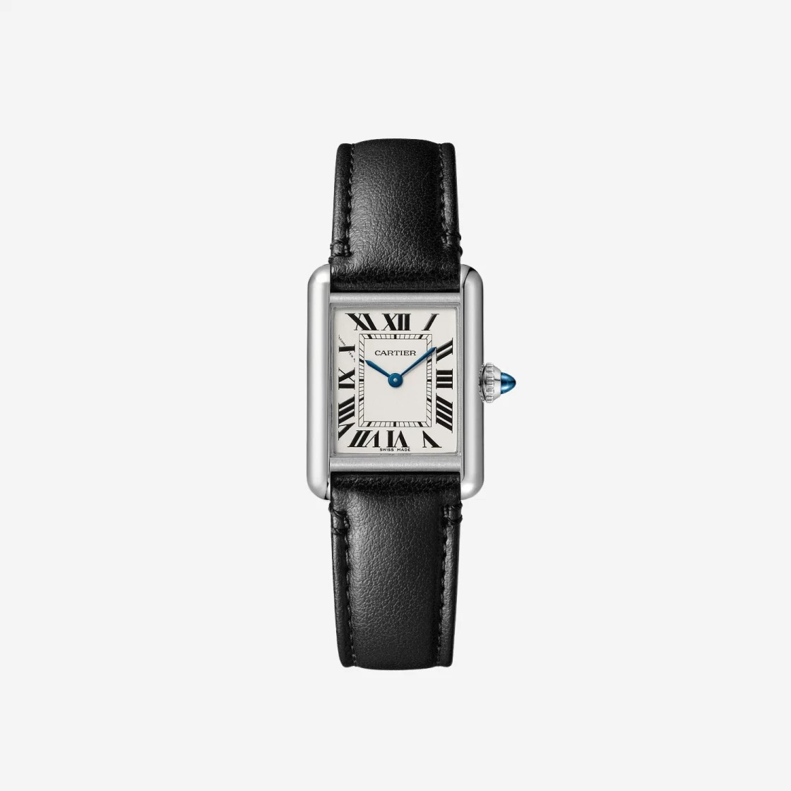 Cartier Tank Must Watch Small SolarBeat Steel Strap without Animal Materials Black