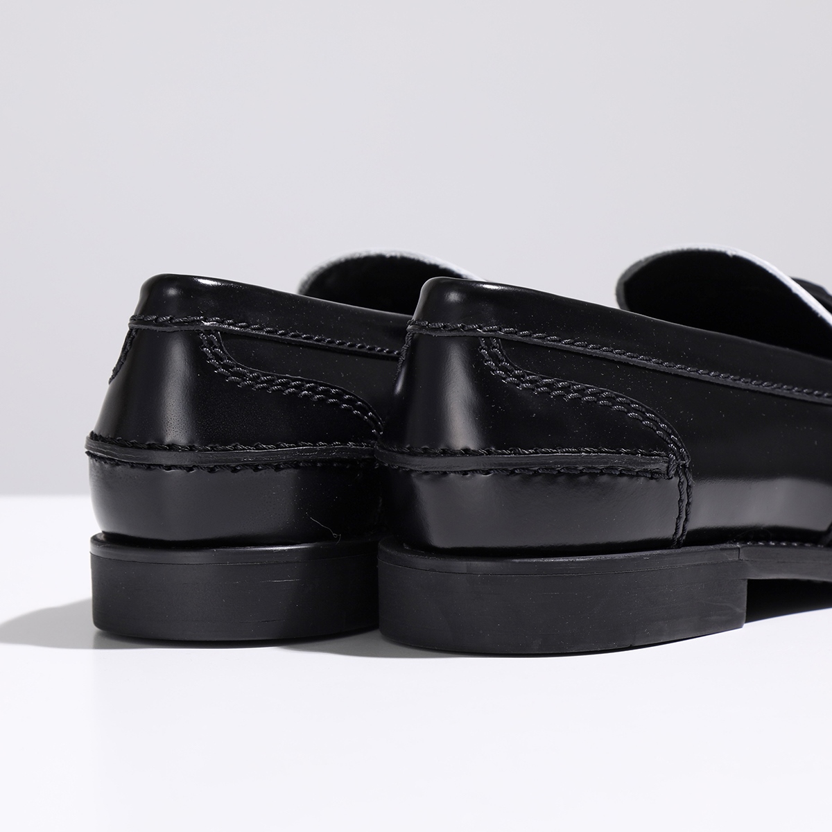 Miu Miu Leather Penny Loafers Black White