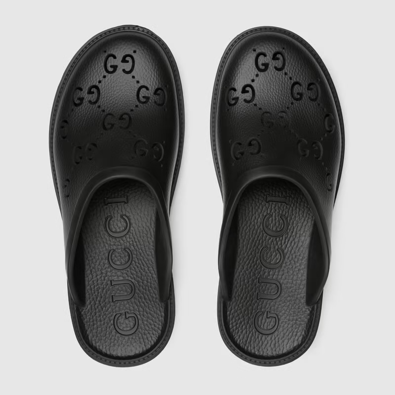 Gucci GG Rubber Slip On Sandal Black