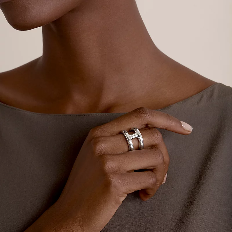Hermes Large Osmose Ring Sterling Silver