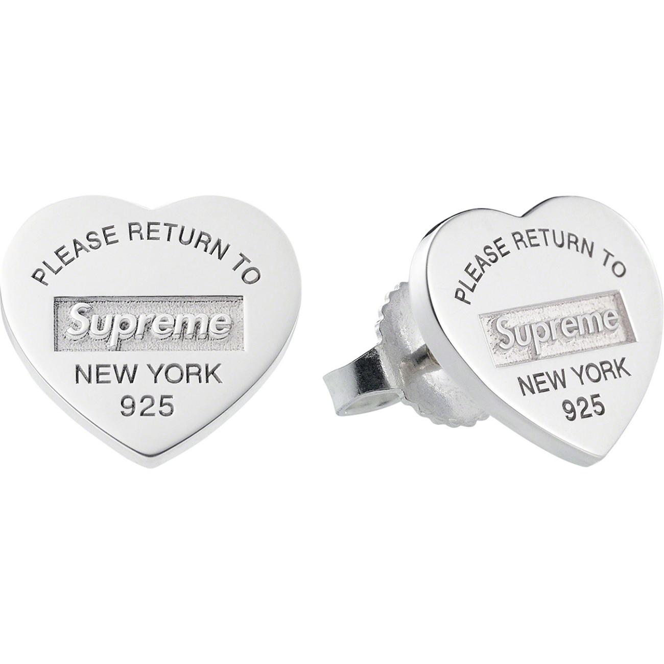 Supreme x Tiffany & Co. Heart Tag Stud Earrings Silver