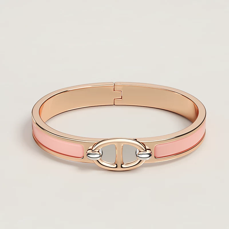 Hermes Mini Clic Chaine D'Ancre Bracelet Rose Gold & Rose Candeur