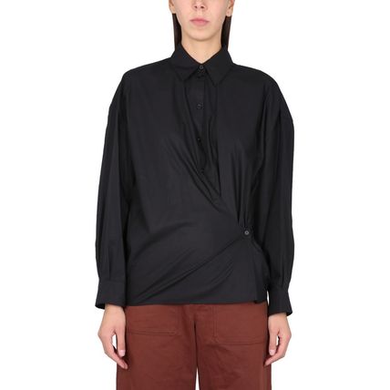 STRAIGHT COLLAR TWISTED SHIRT 