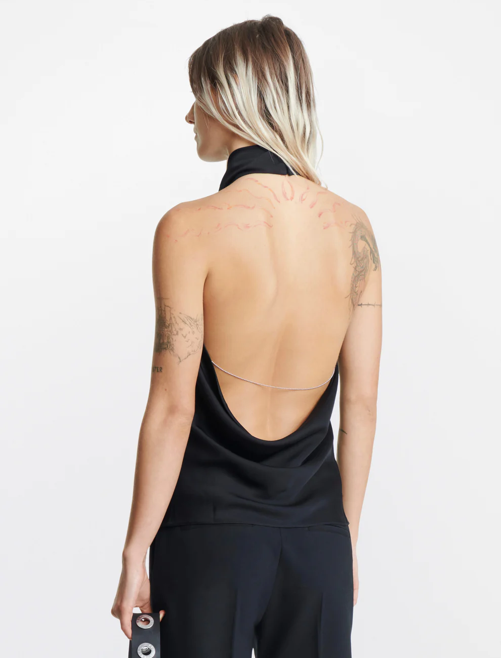 BARBALL COWL NECK TOP IN BLACK