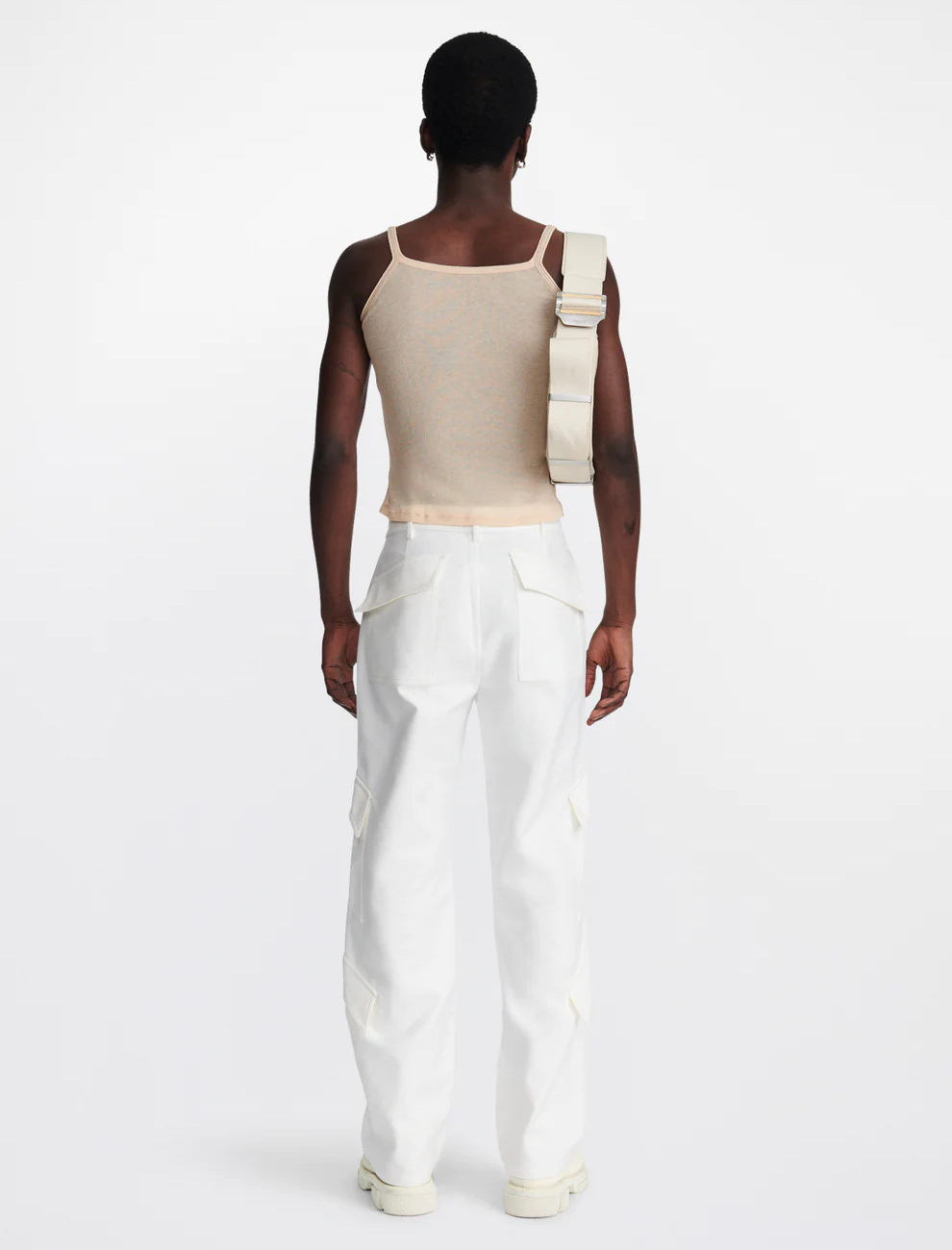 TRIPLE STITCH SCOOP TANK IN BEIGE