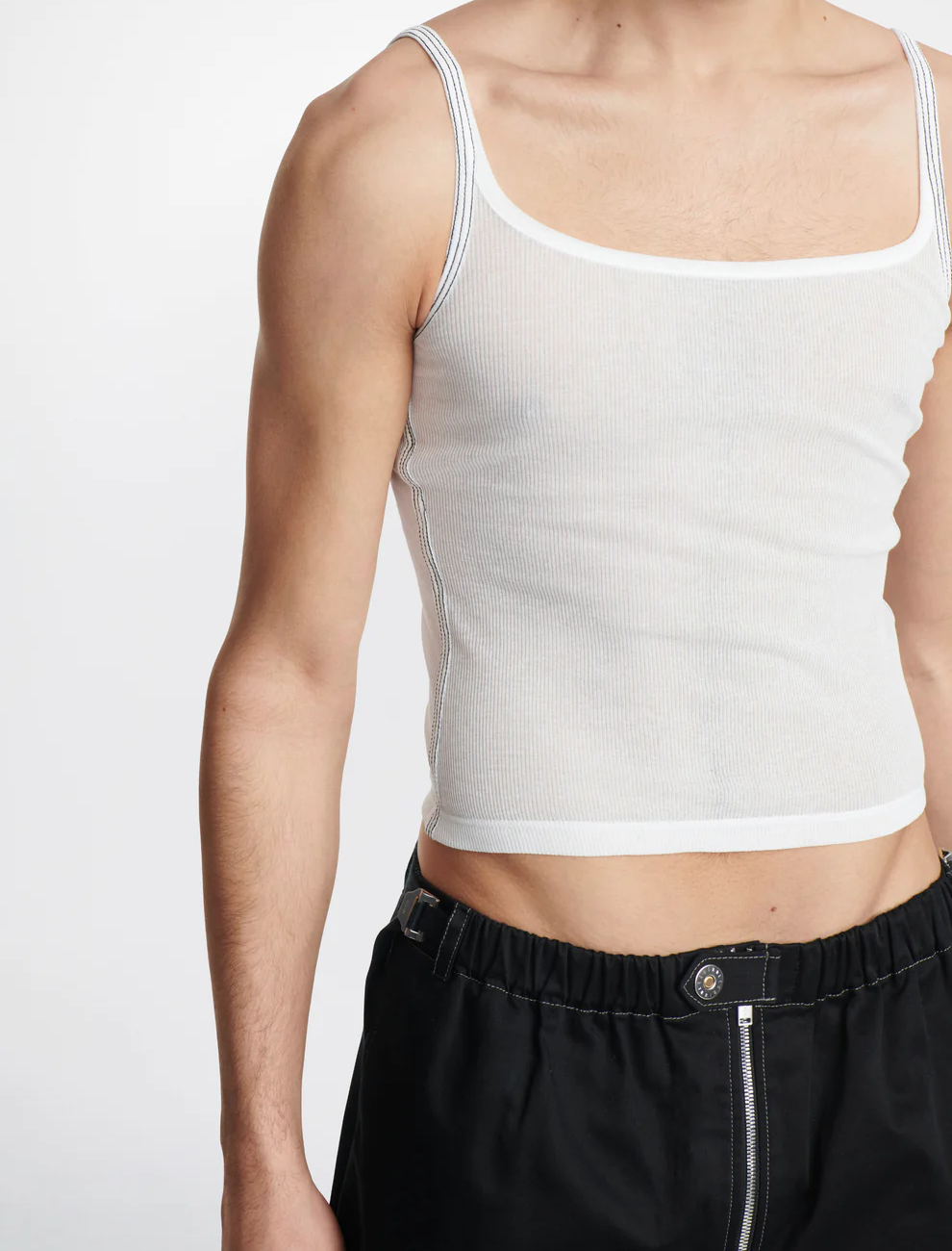 TRIPLE STITCH SCOOP TANK IN WHITE