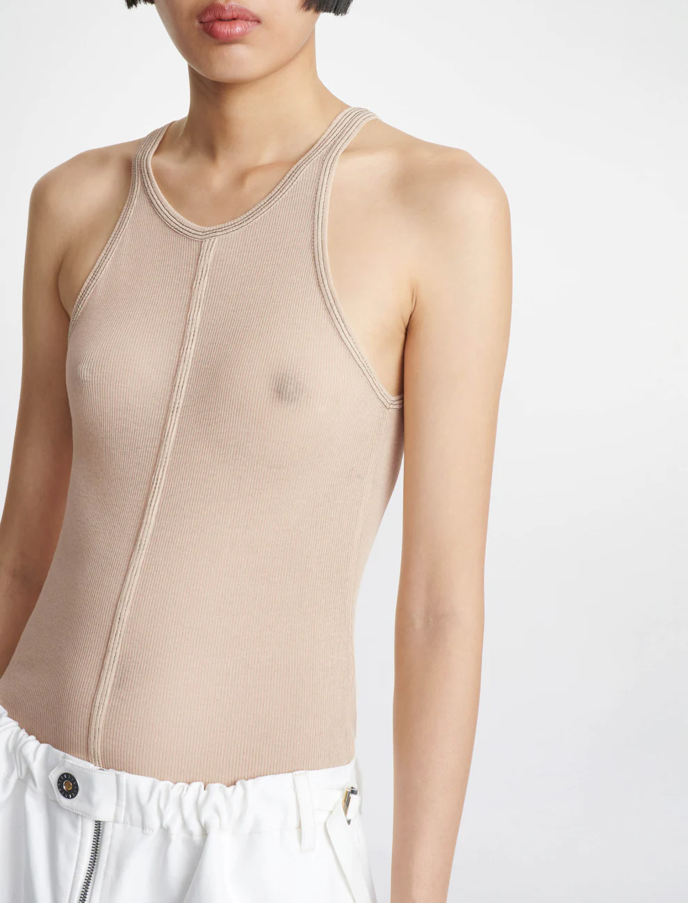 TRIPLE STITCH TANK IN BEIGE