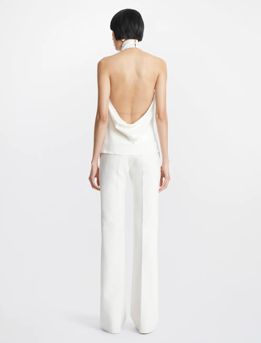 BARBALL COWL NECK TOP IN WHITE