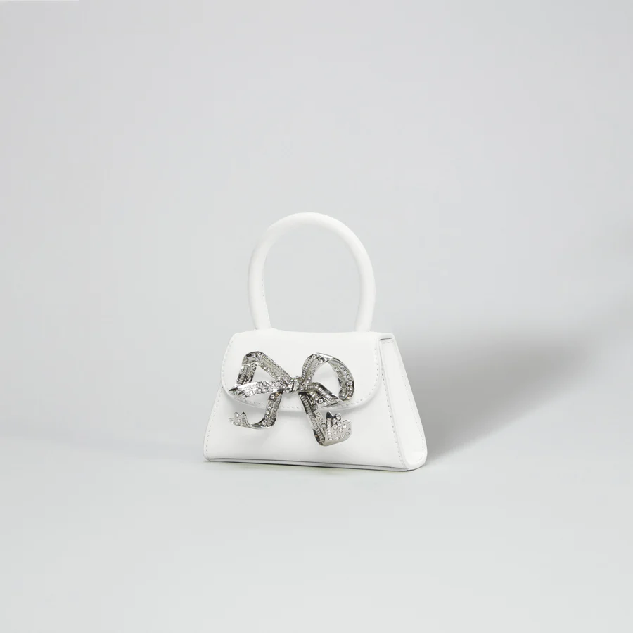 The Bow Micro in White with Diamanté
