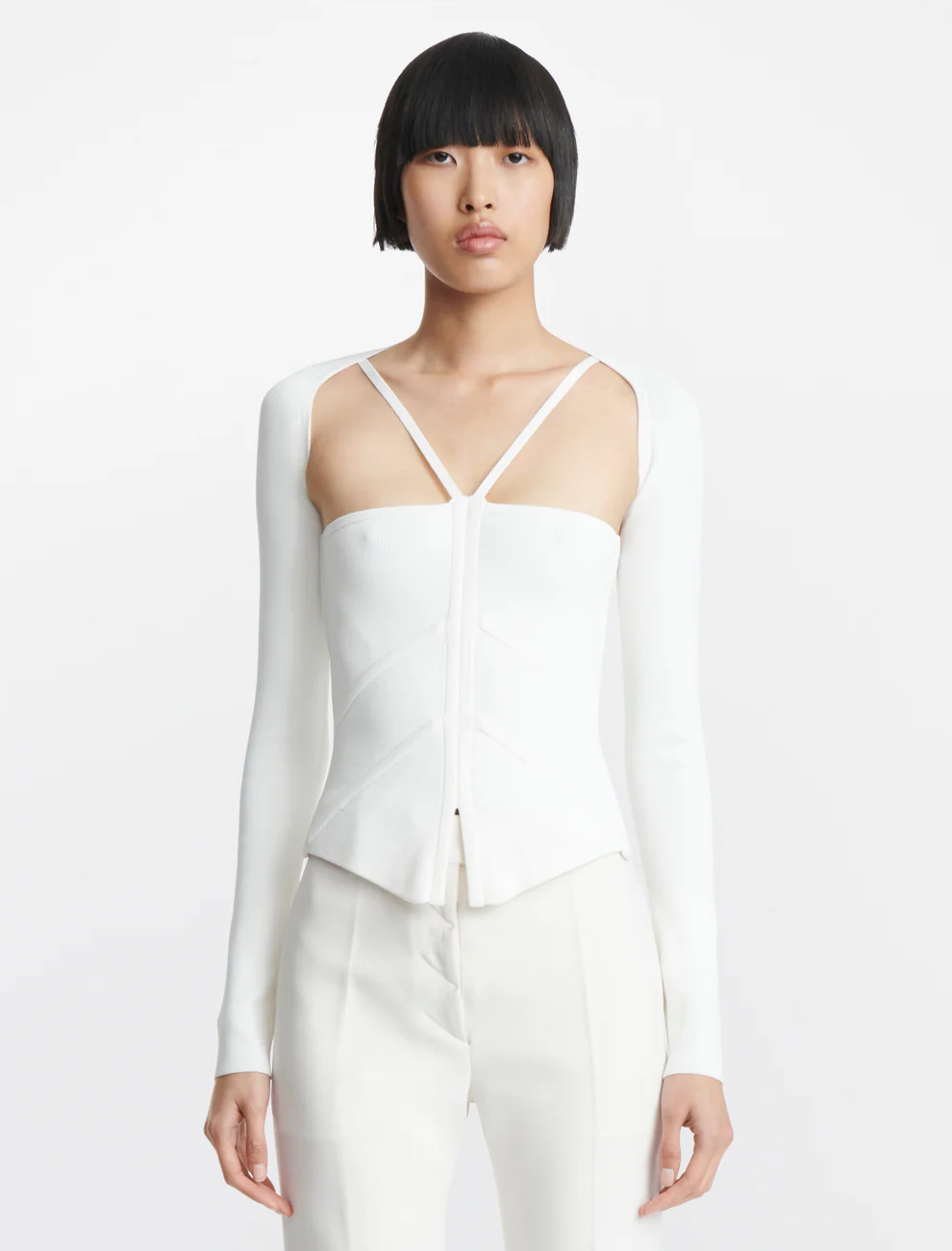 MODULAR DARTING CORSET IN WHITE