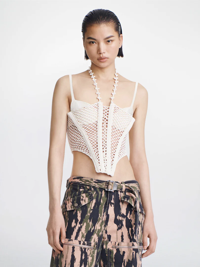 CORAL CROCHET CORSET IN WHITE