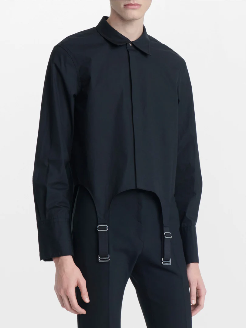GARTER COTTON TAPE SHIRT IN BLACK