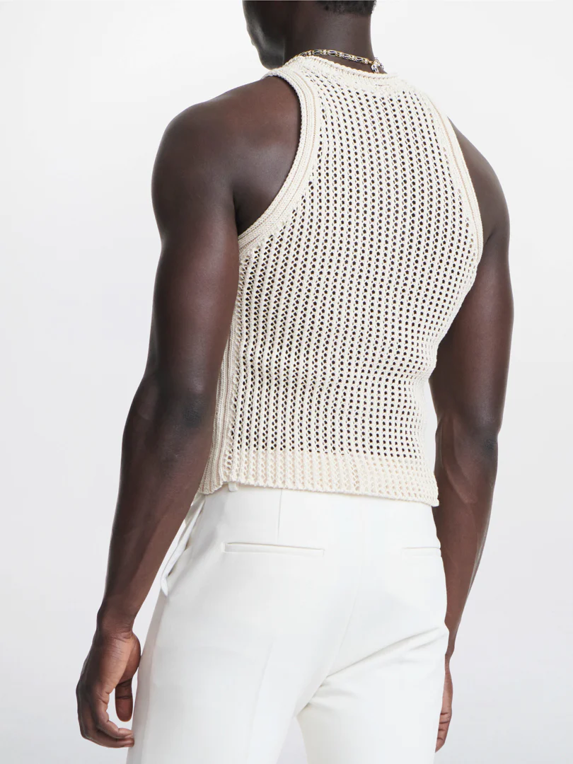 GRID MESH TANK IN IVORY