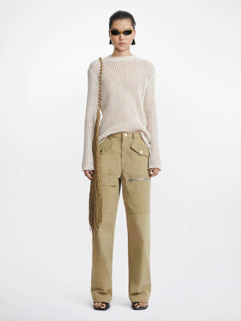 GRID MESH PULLOVER IN IIVORY