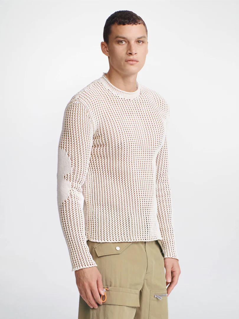 GRID MESH PULLOVER IN IIVORY