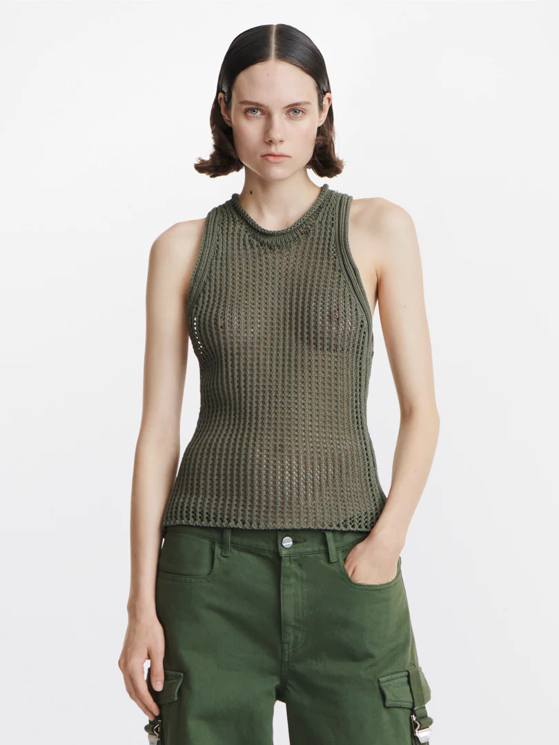 GRID MESH TANK IN GREEN