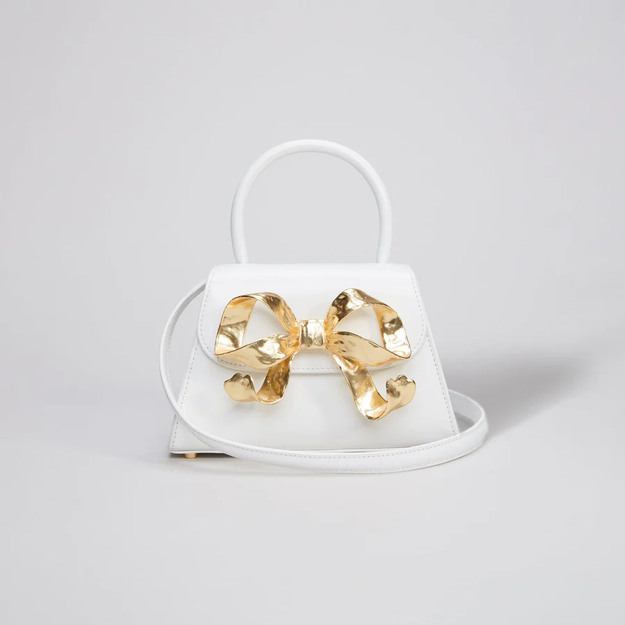 The Bow Mini in White with Gold Hardware