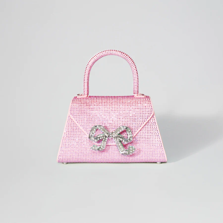 Pink Rhinestone Bow Envelope Mini Bag