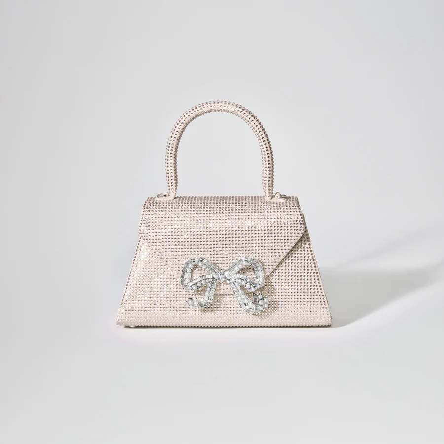 Champagne Rhinestone Bow Envelope Mini Bag
