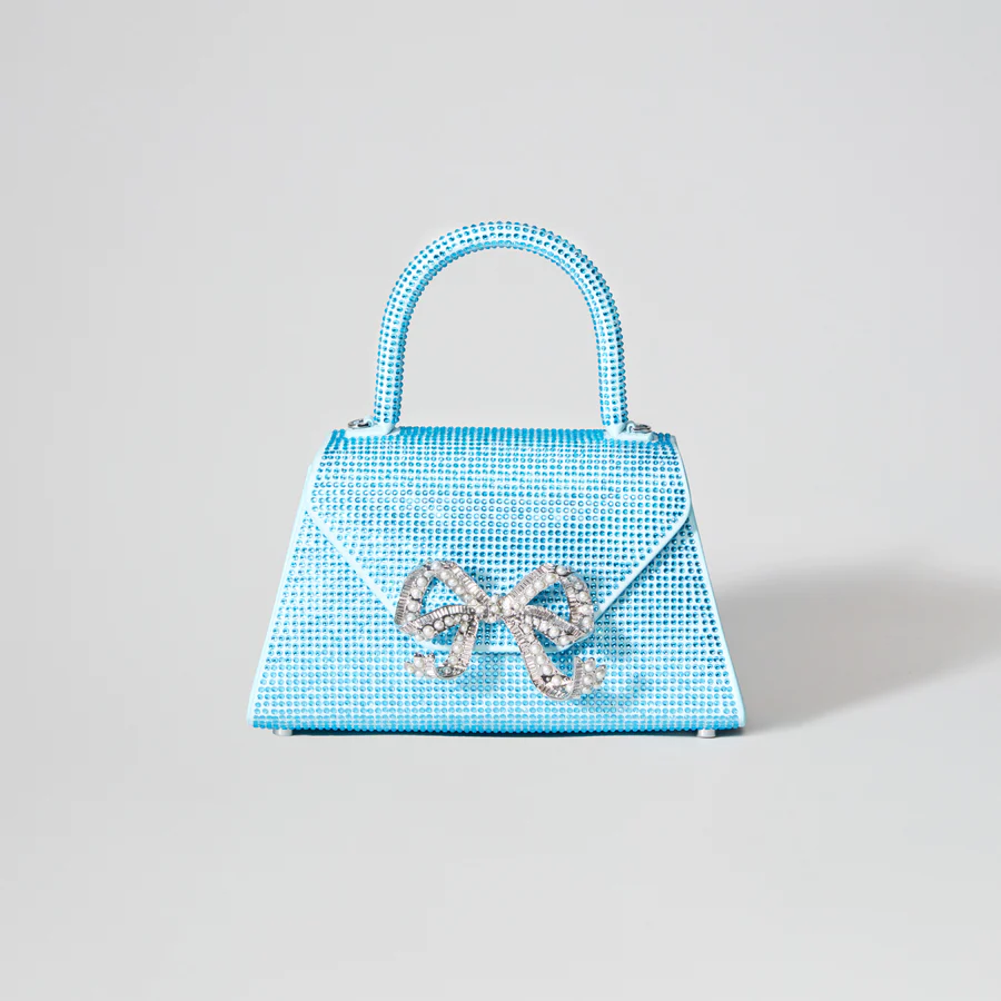 Blue Rhinestone Bow Envelope Mini Bag