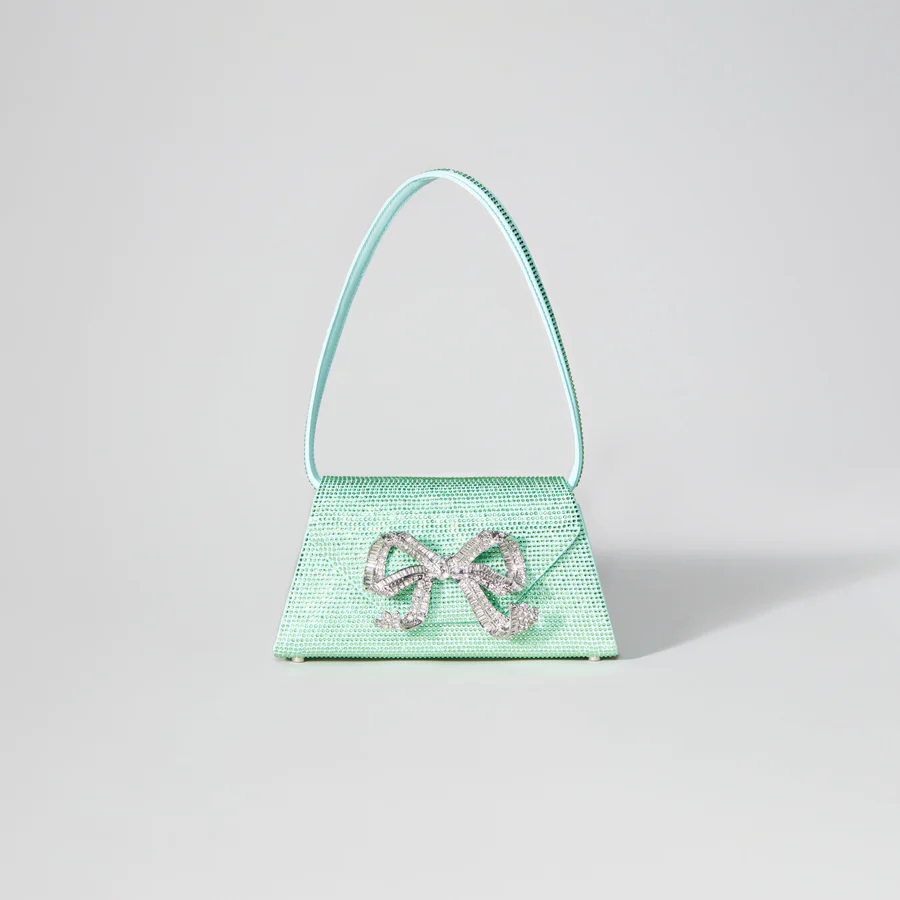 Aqua Rhinestone Bow Mini Shoulder Bag