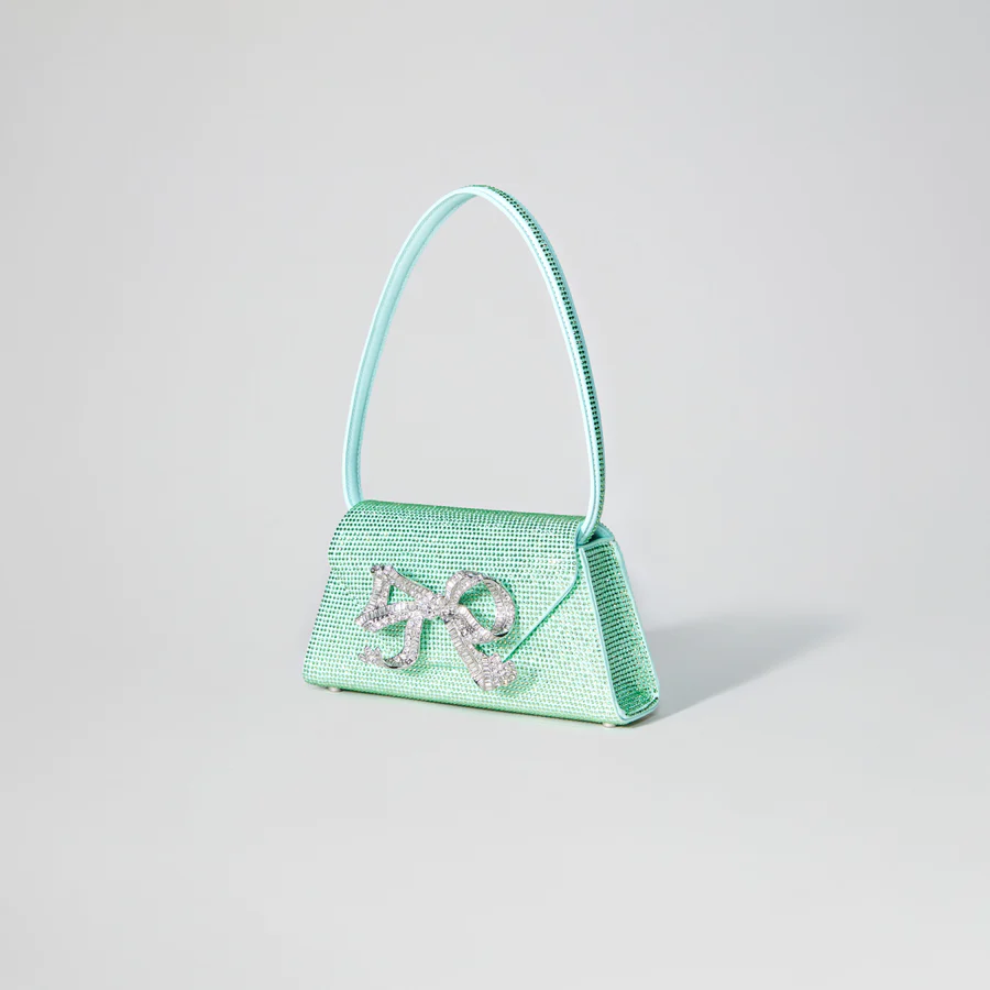 Aqua Rhinestone Bow Mini Shoulder Bag