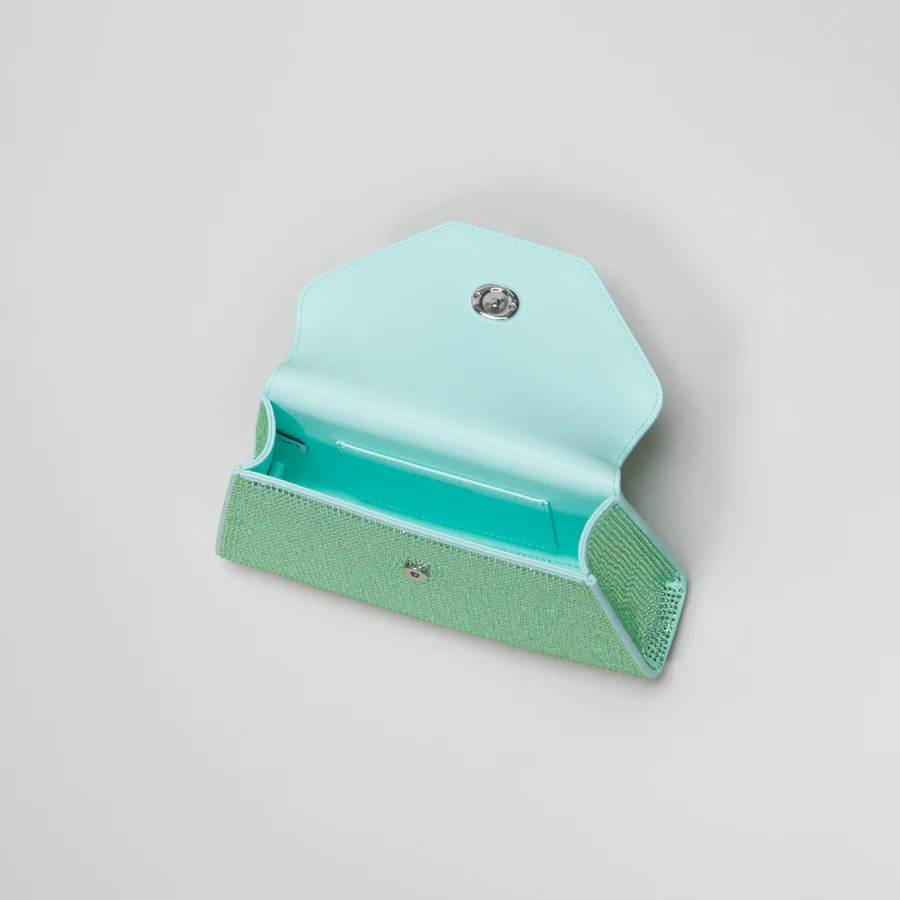 Aqua Rhinestone Bow Mini Shoulder Bag