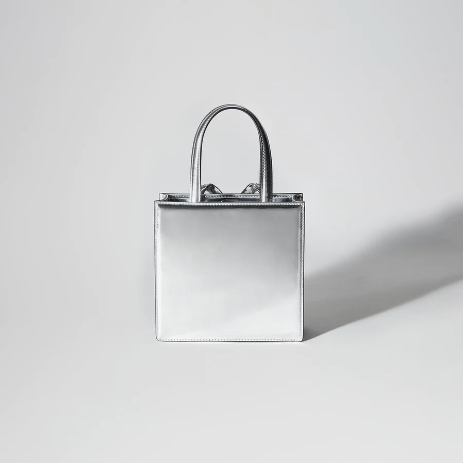 Silver Mini Tote Bow Bag