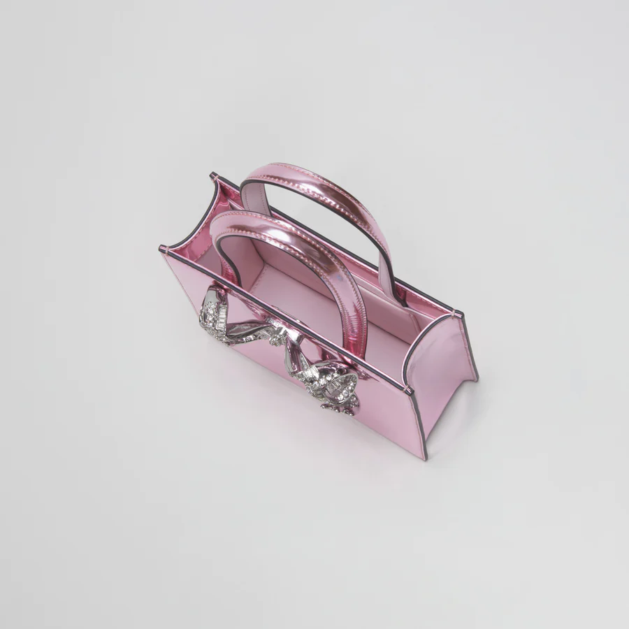 Pink Metallic Mini Tote Bow Bag