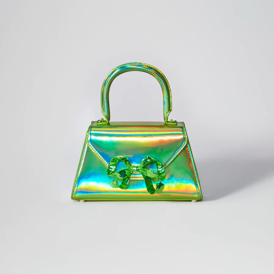 Lime Metallic Bow Envelope Mini Bag