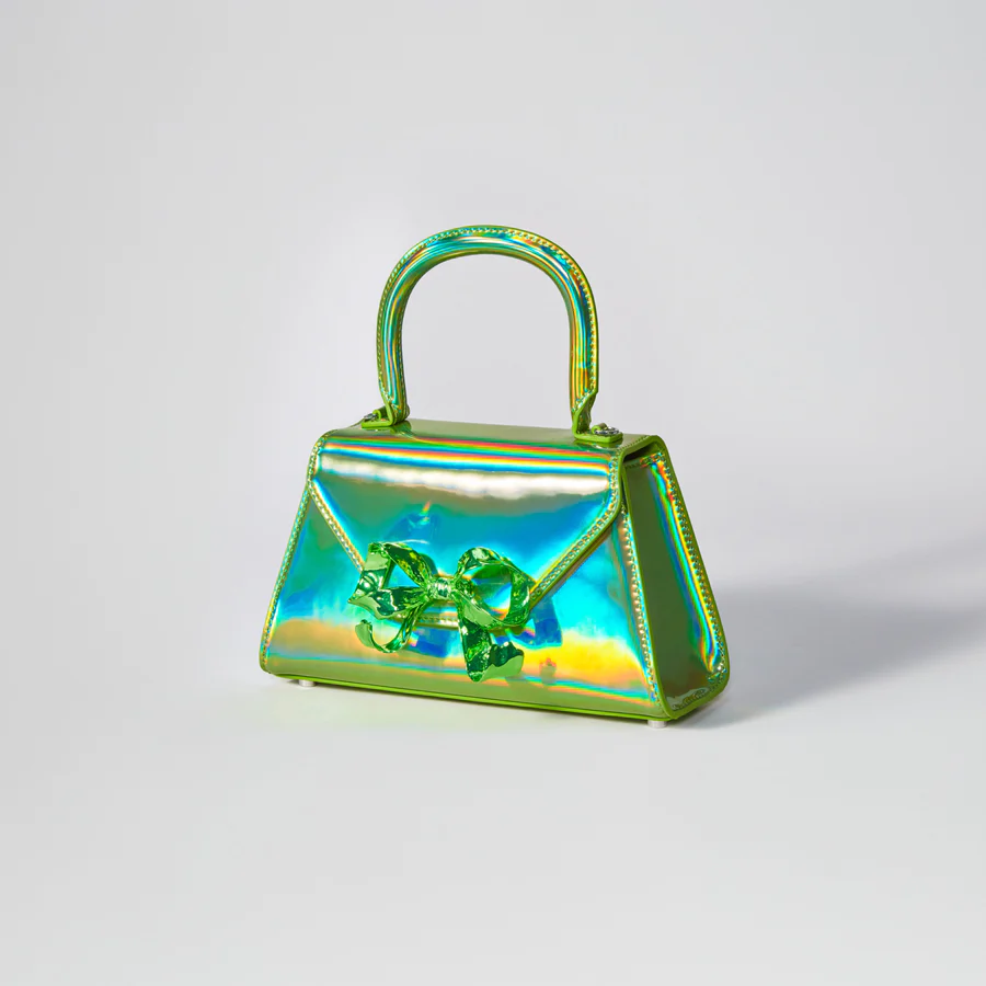 Lime Metallic Bow Envelope Mini Bag