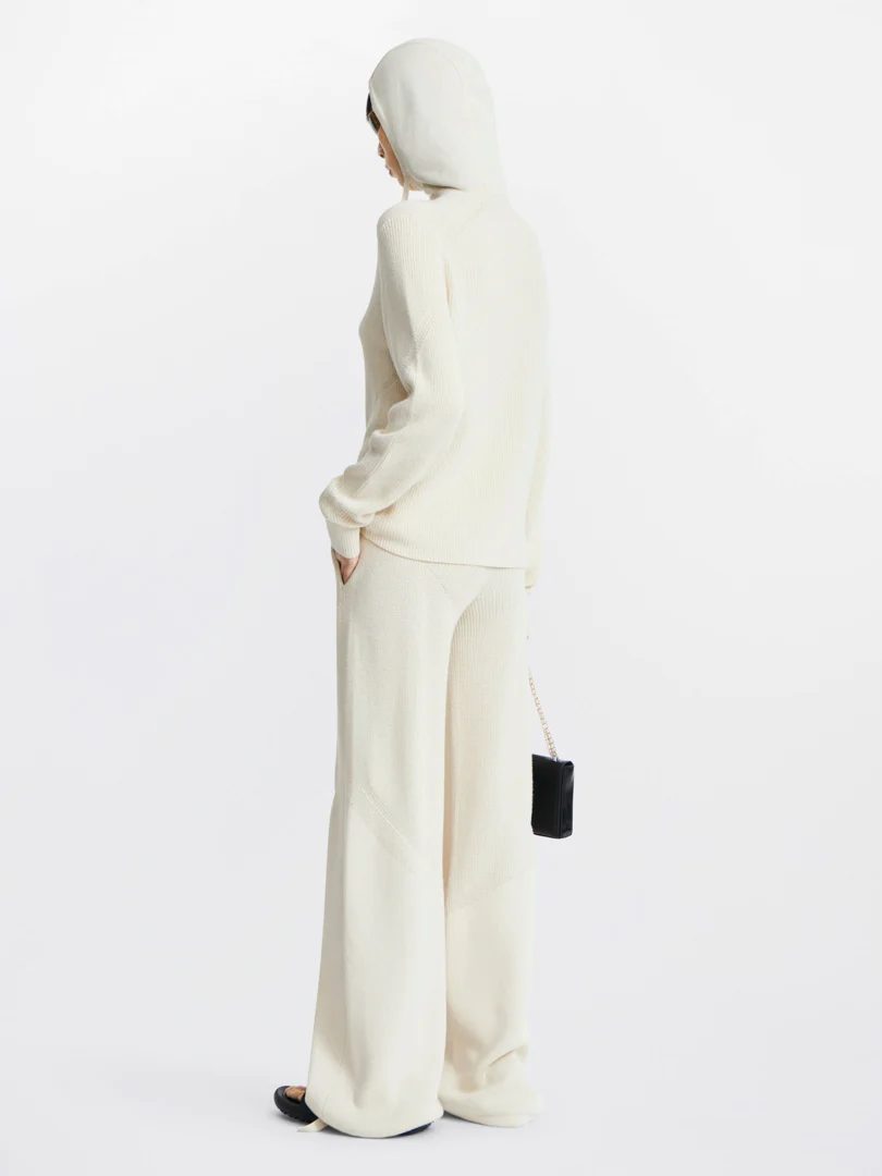 ENGINEERED RIB HOODIE - CREAM